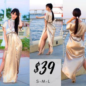 Champagne Maxi Dress with Slits